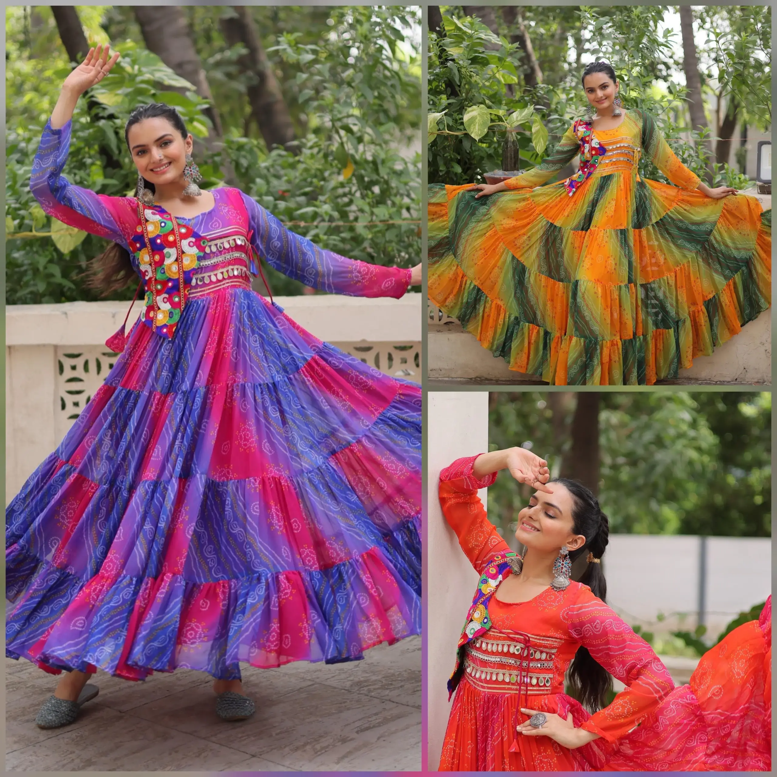 LW 9263 Laheriya &amp; Bandhej Gown 2