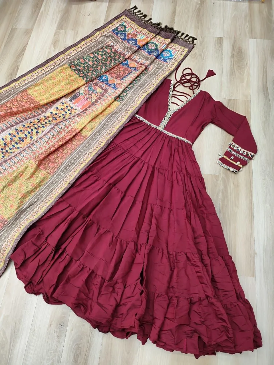 LW 9275 Wine Roman Fabrics Gown 2