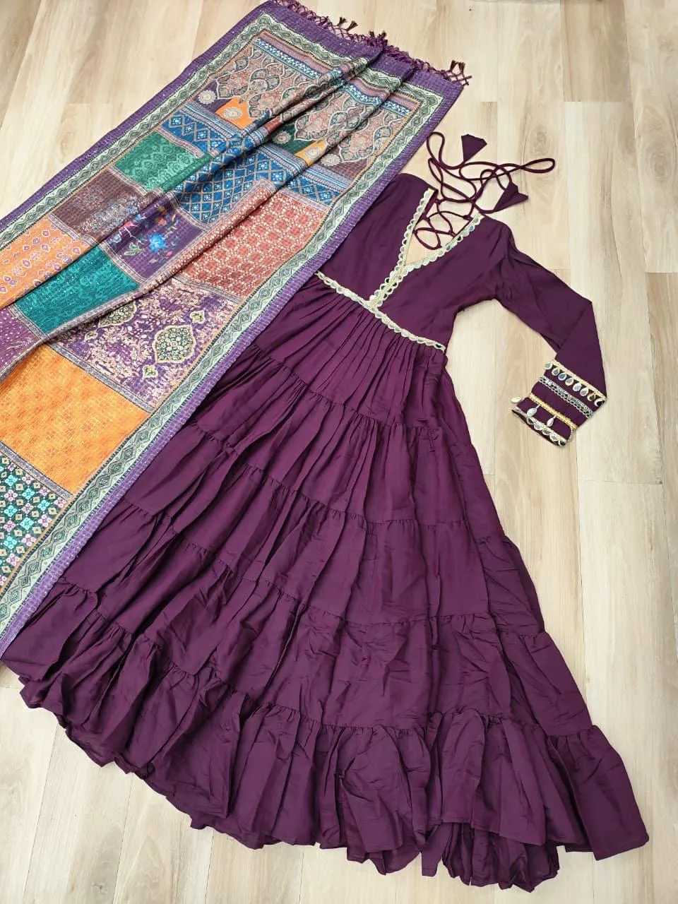 LW 9275 Wine Roman Fabrics Gown 3