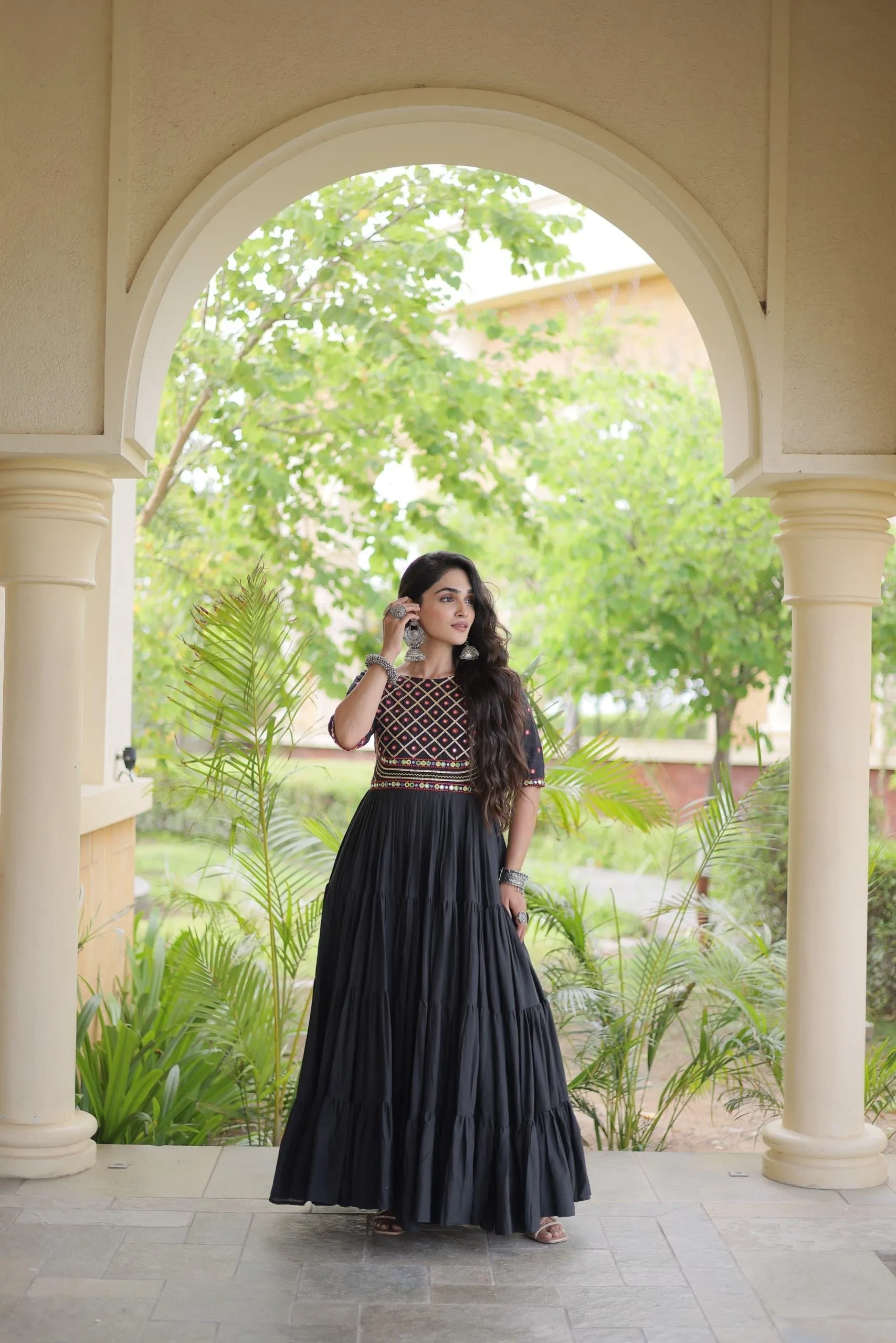 LW 9346 Black Kora Cotton Gown Design 2662 2