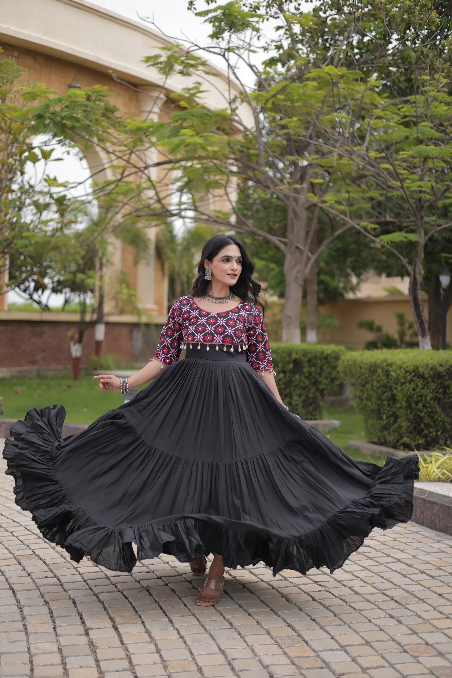 LW 9349 Maroon Kora Cotton Gown 2
