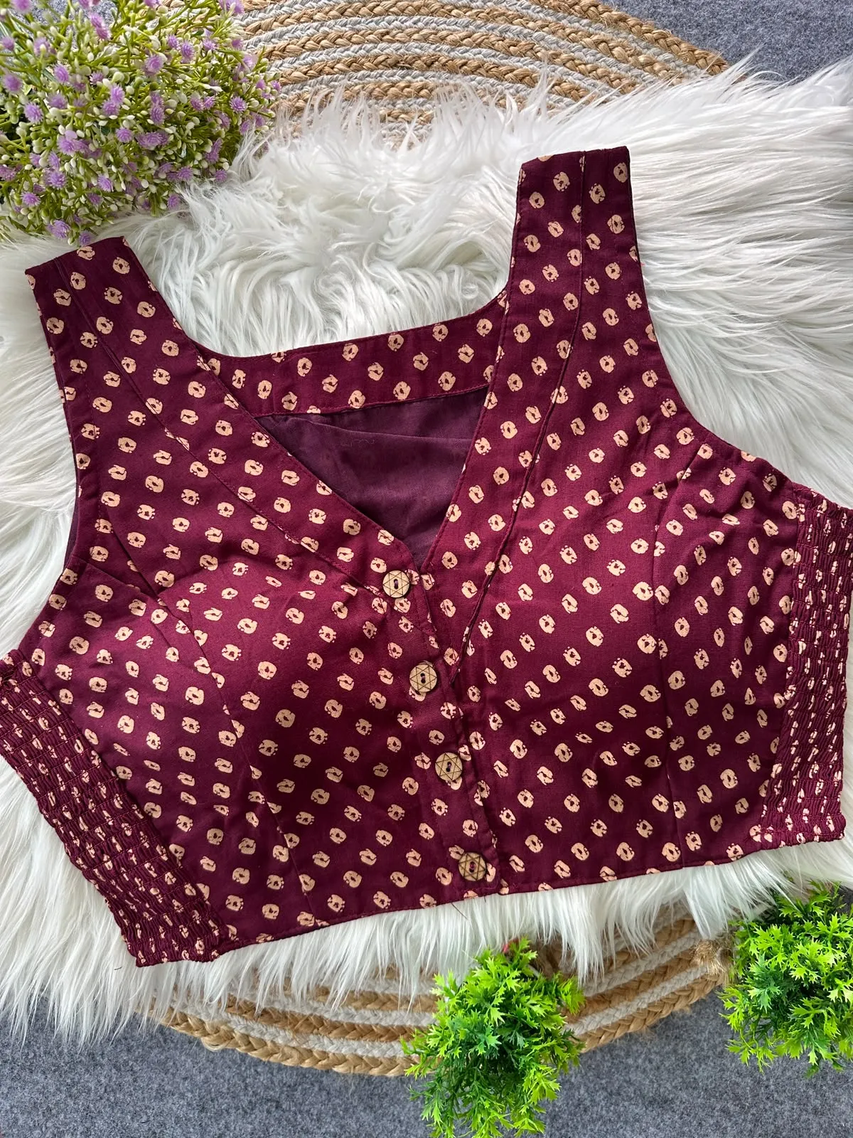 Multi Pure Ajrakh Cotton Blouse 4