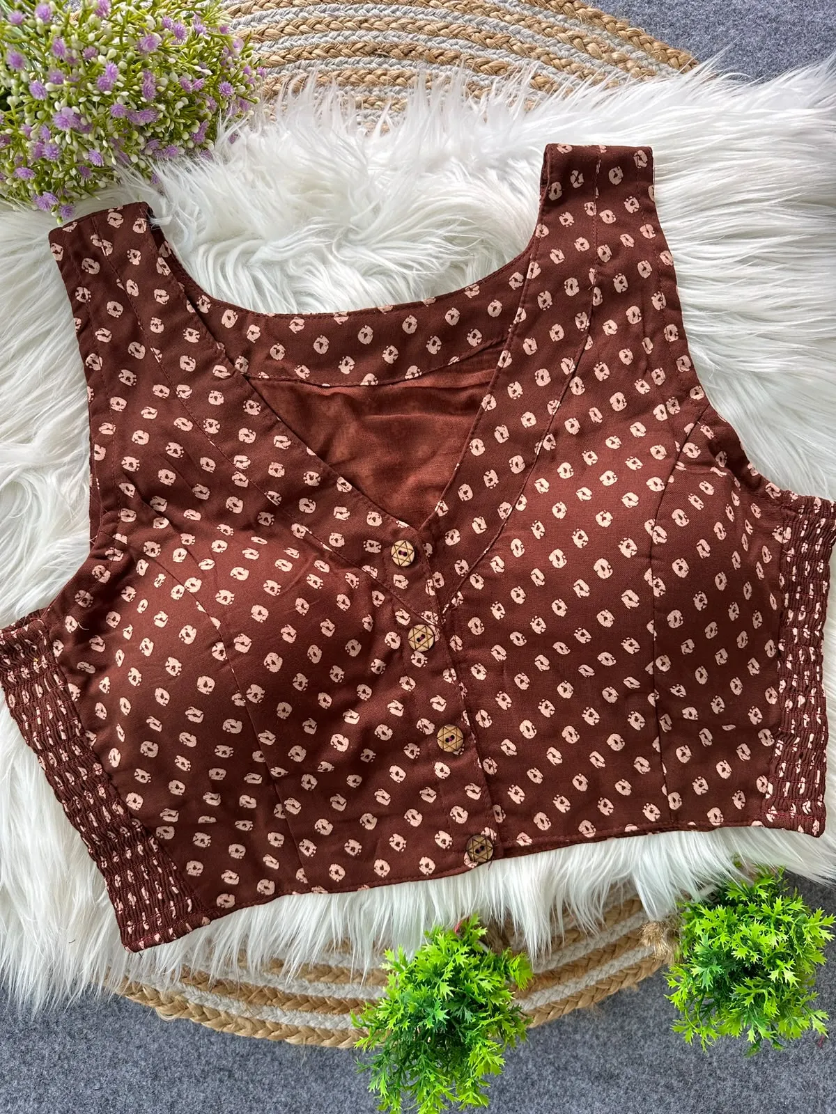 Multi Pure Ajrakh Cotton Blouse 6