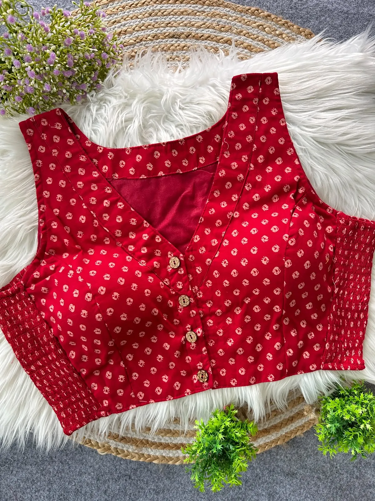 Multi Pure Ajrakh Cotton Blouse 7