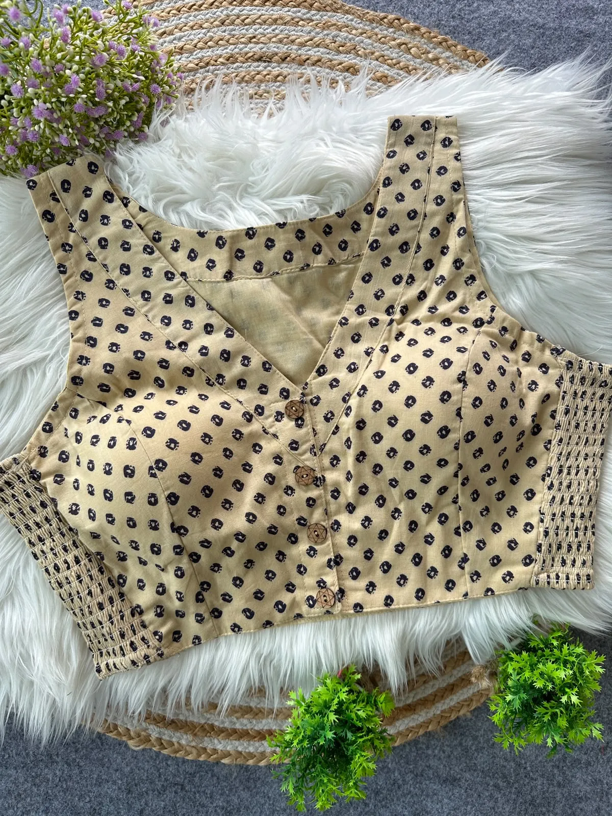 Multi Pure Ajrakh Cotton Blouse 8