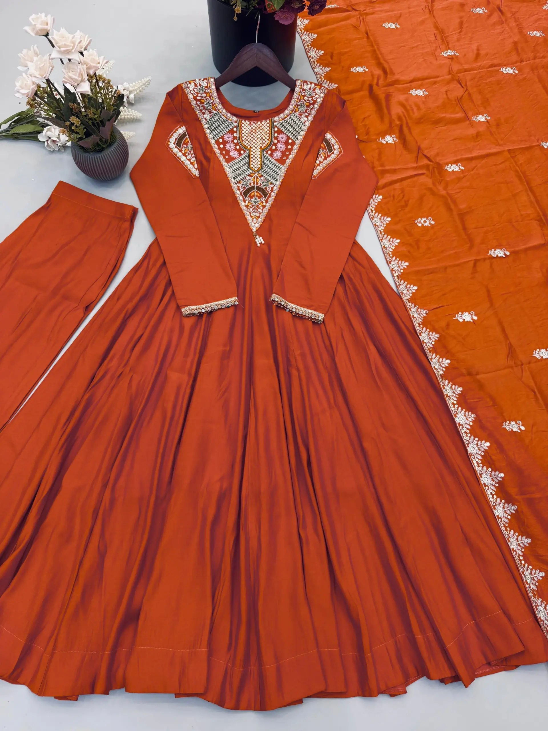 SRK 5370 Roman Silk Gown Design 2715 2