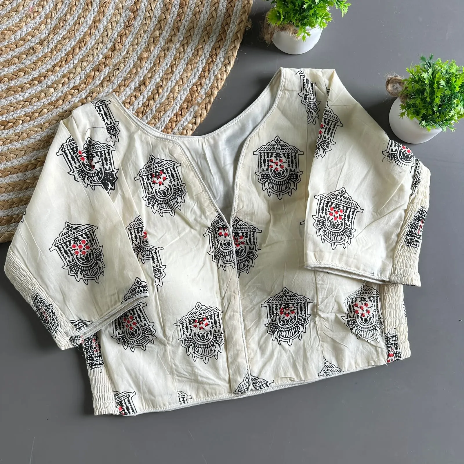 Trading Cotton Pure Cotton Block Blouse 7