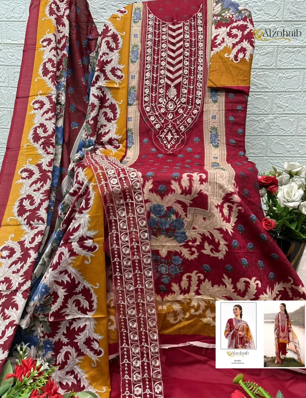 Alzohaib Az 1614 Pure Cotton Pakistani Suits 4
