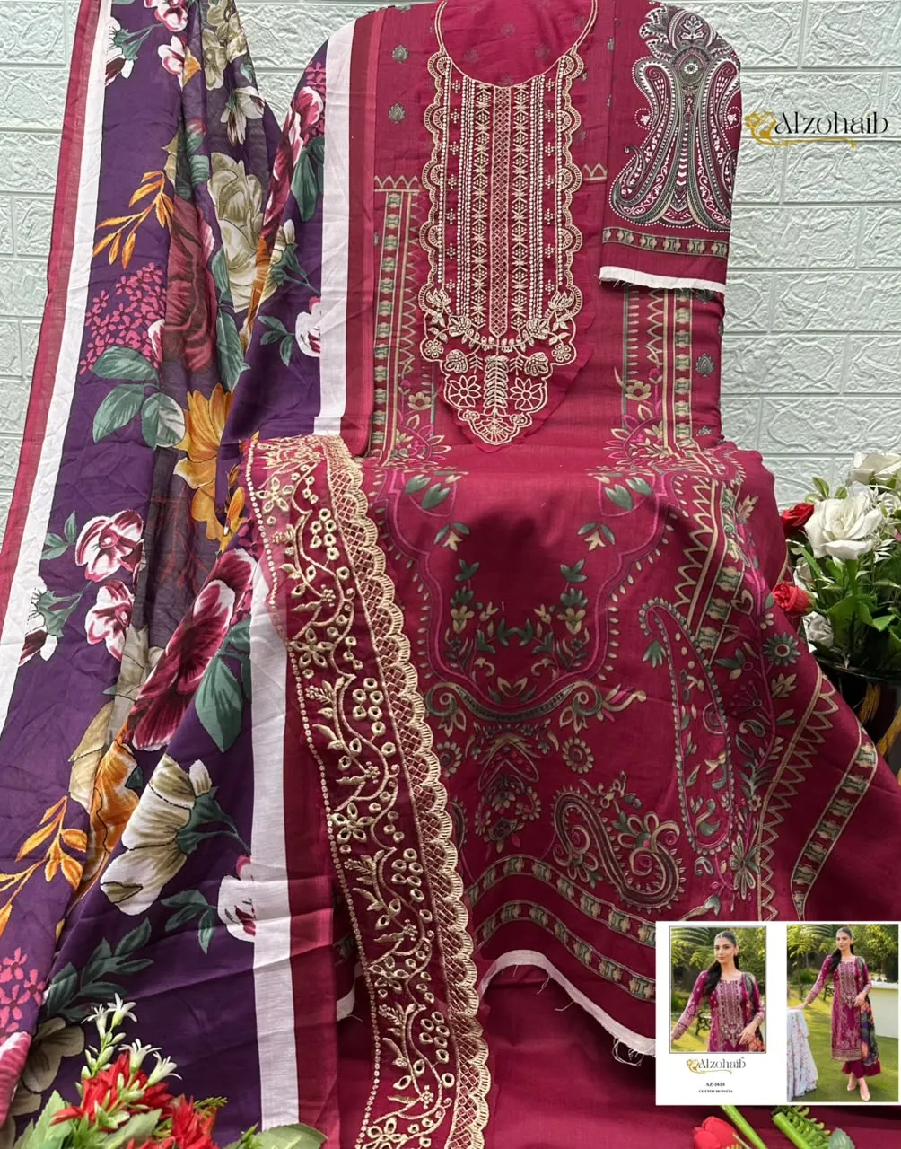 Alzohaib Az 1614 Pure Cotton Pakistani Suits 5