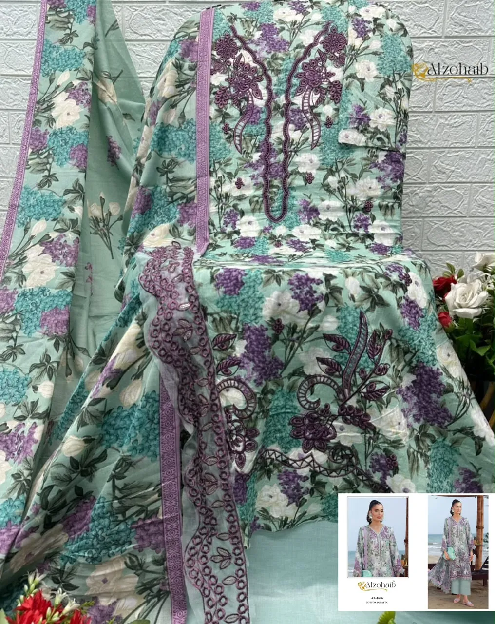 Alzohaib Az 1626 Pure Cotton Pakistani Suits 3