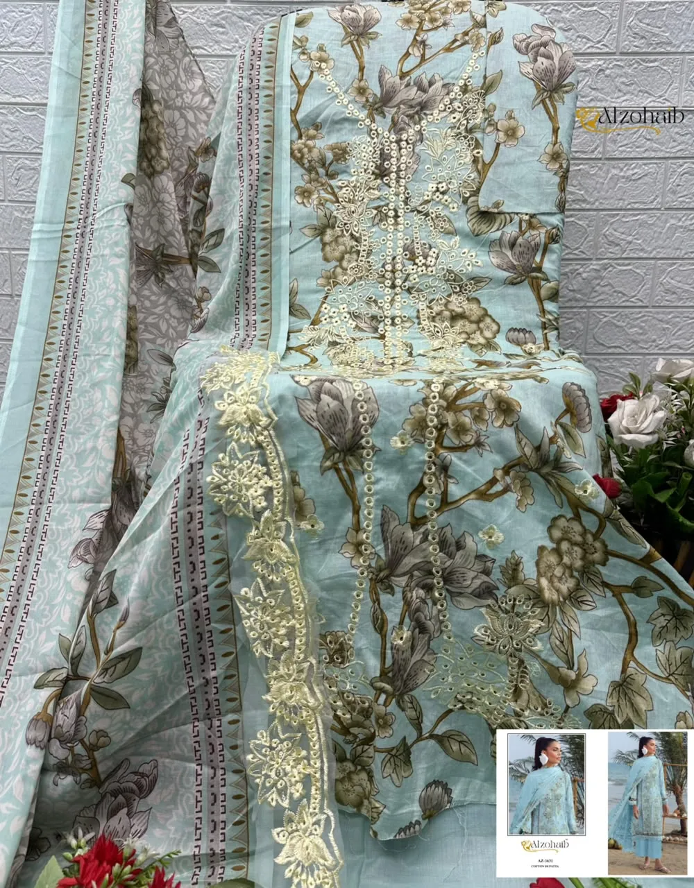 Alzohaib Az 1626 Pure Cotton Pakistani Suits 5