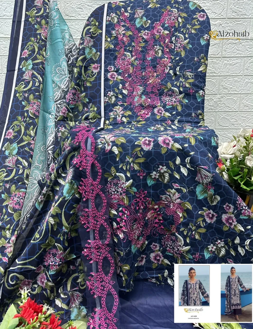Alzohaib Az 1628 Pure Cotton Pakistani Suits 1