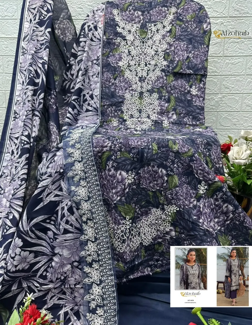 Alzohaib Az 1628 Pure Cotton Pakistani Suits 2