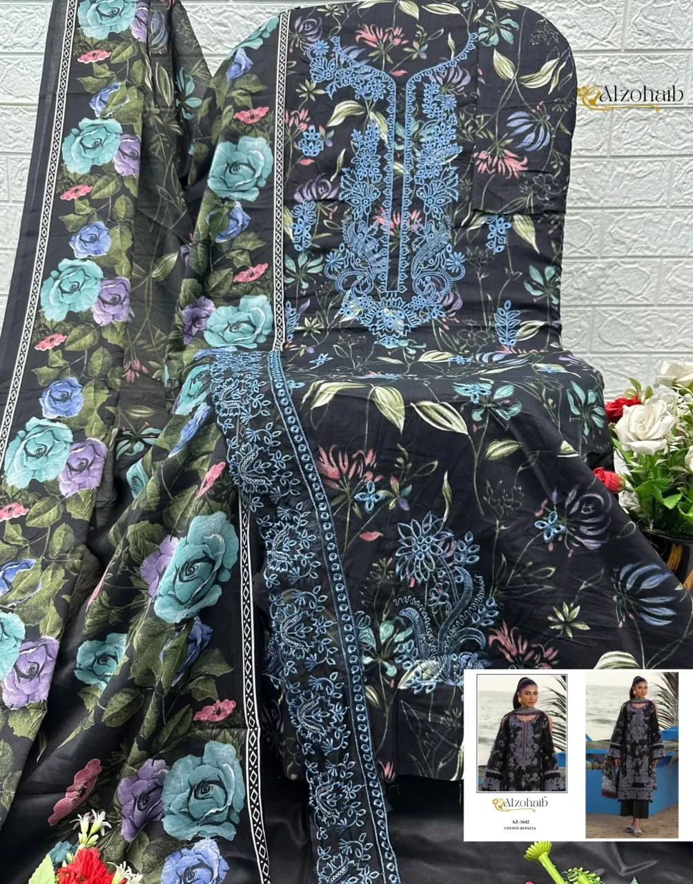 Alzohaib Az 1628 Pure Cotton Pakistani Suits 4