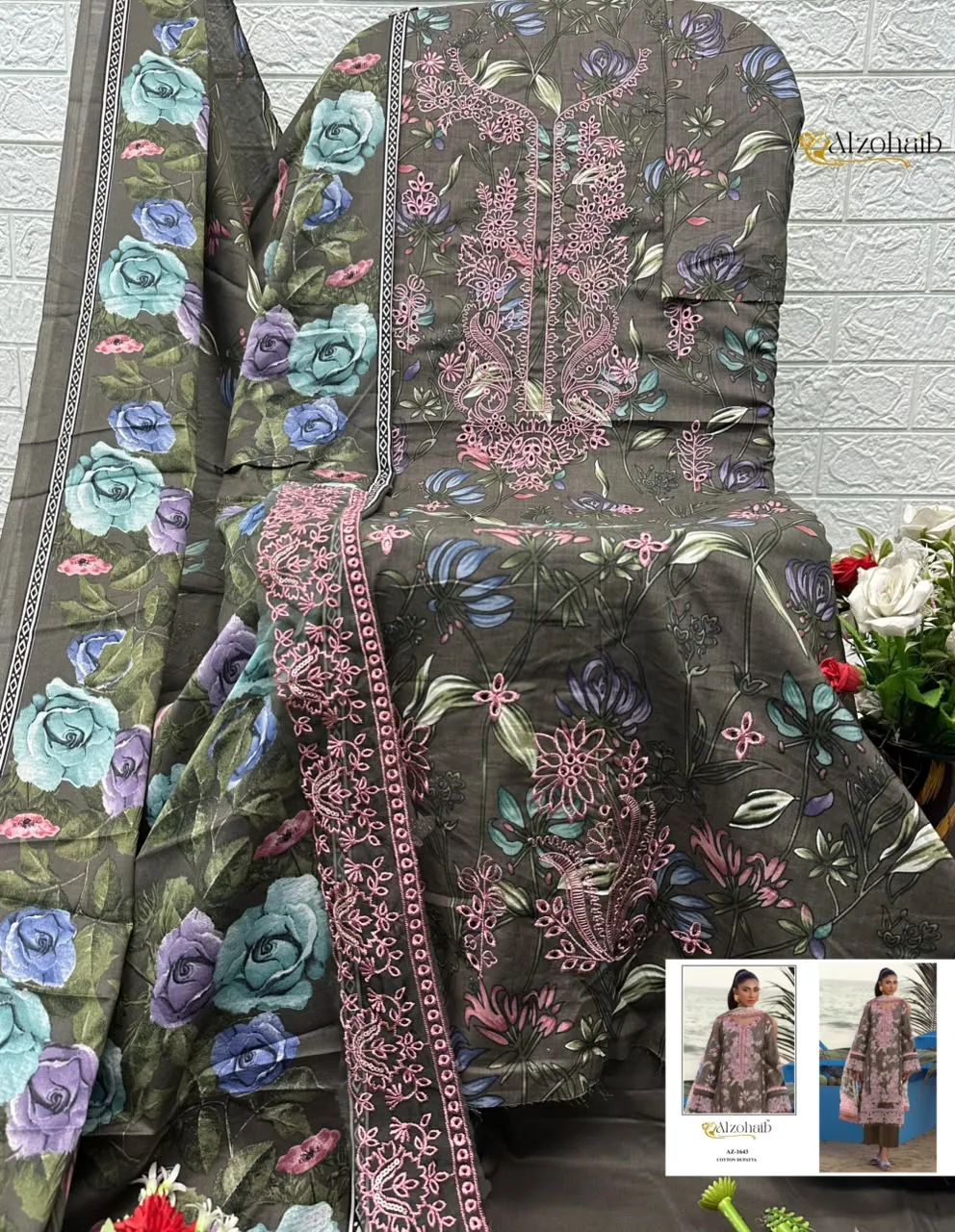 Alzohaib Az 1628 Pure Cotton Pakistani Suits 6