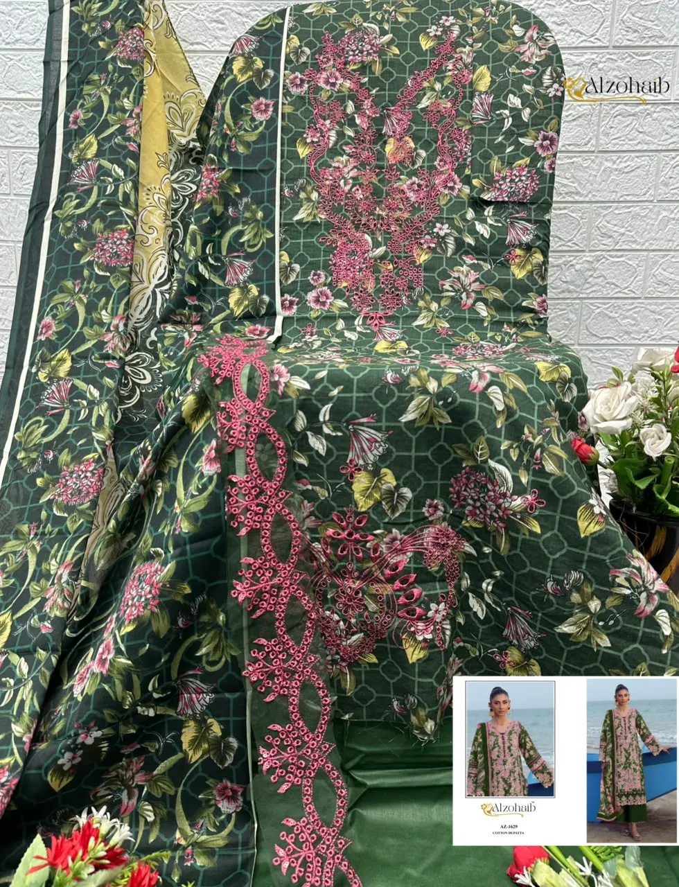 Alzohaib Az 1628 Pure Cotton Pakistani Suits 7