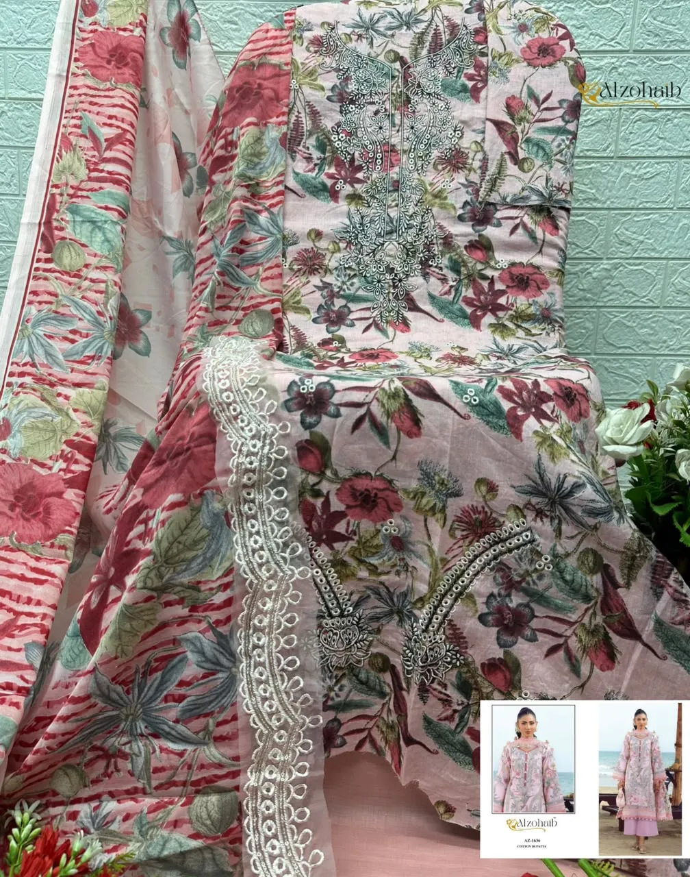 Alzohaib Az 1636 Pure Cotton Pakistani Suits 3