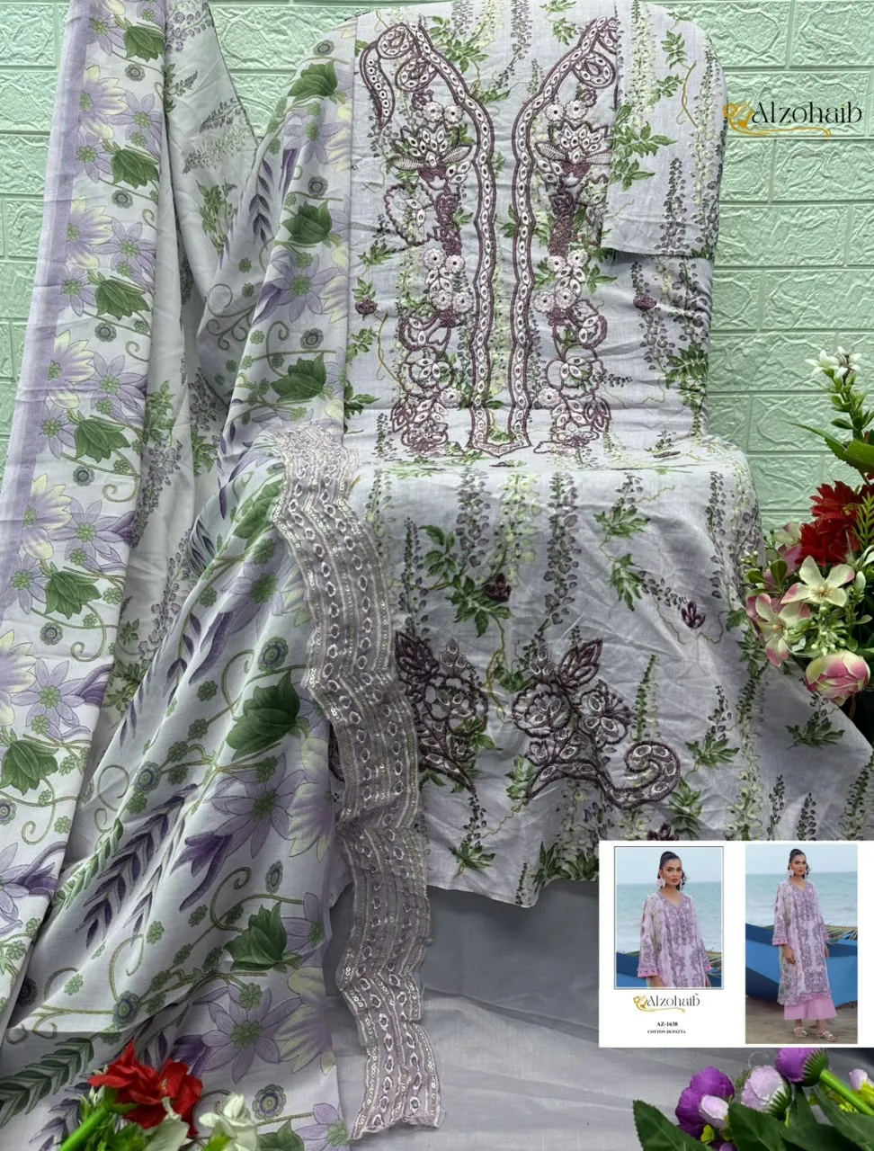 Alzohaib Az 1636 Pure Cotton Pakistani Suits 5