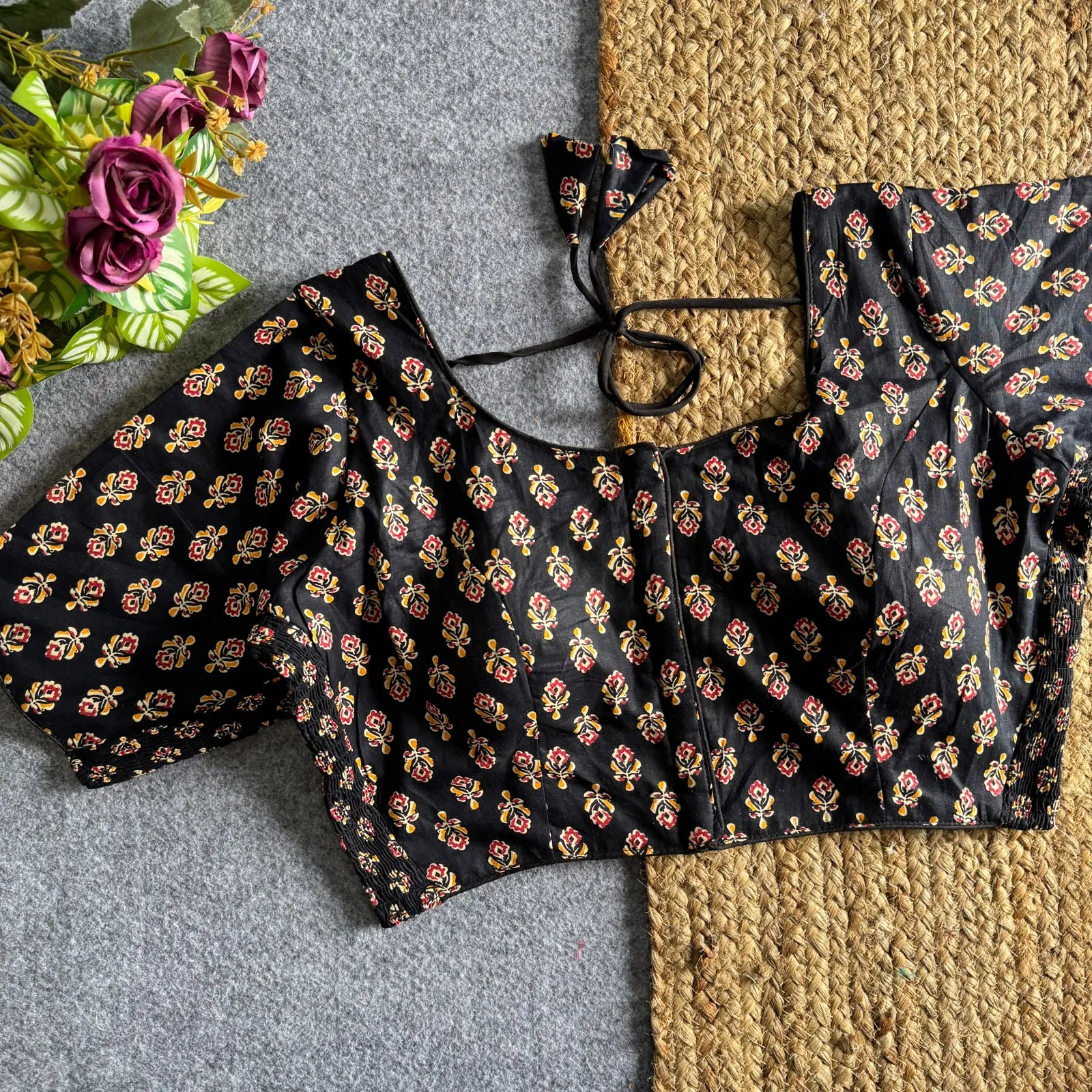Ajrakprint Elastic Pure Ajrak Cotton Blouse 2