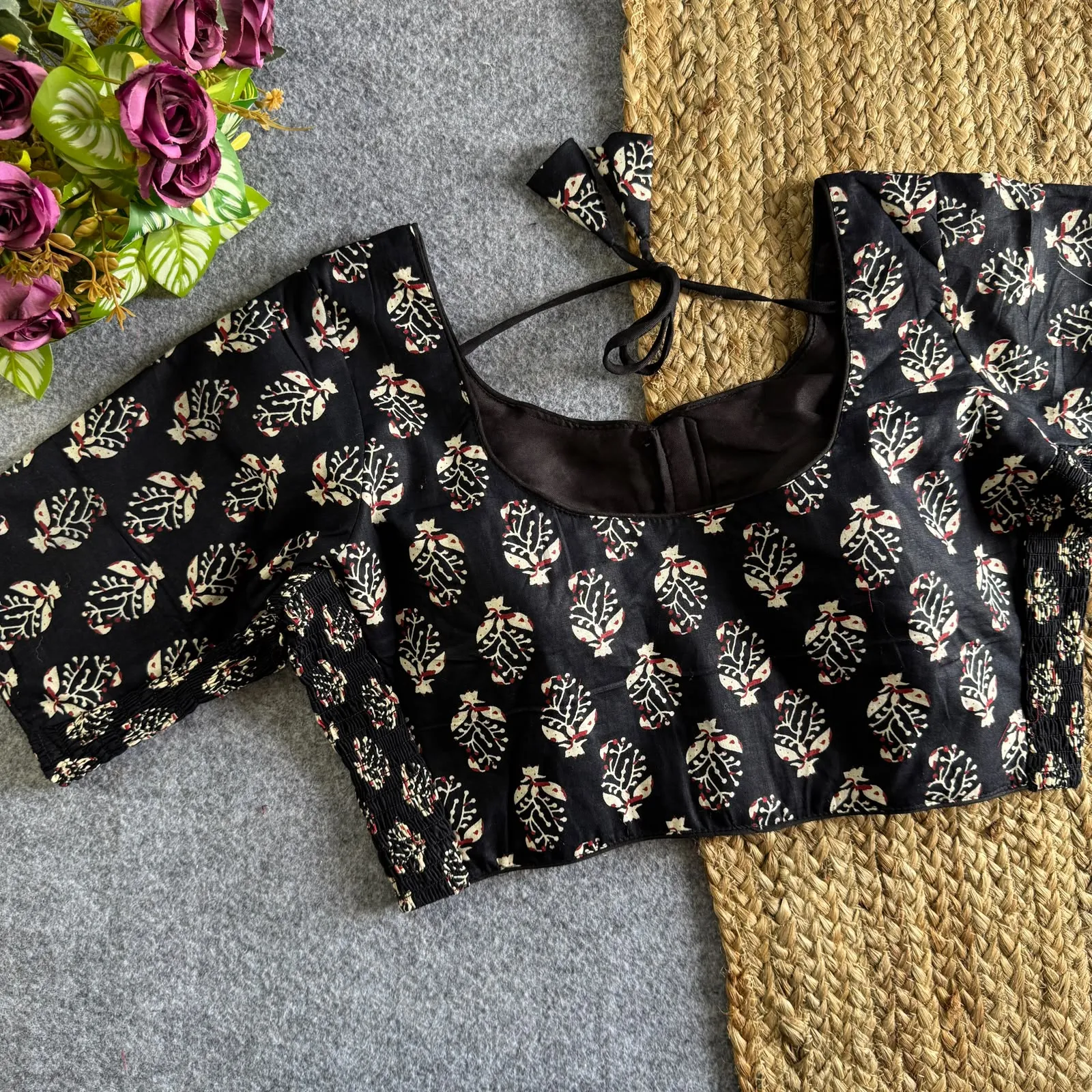 Ajrakprint Elastic Pure Ajrak Cotton Blouse 4
