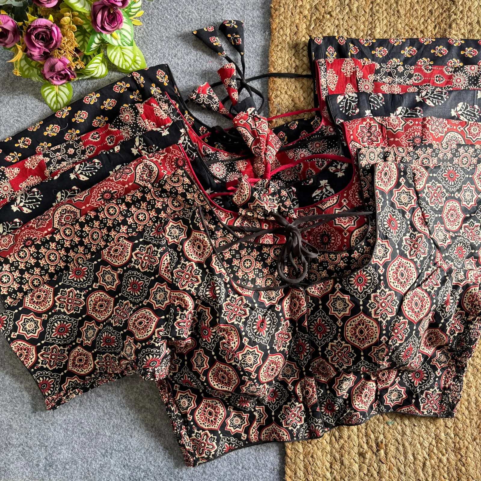 Ajrakprint Elastic Pure Ajrak Cotton Blouse 6