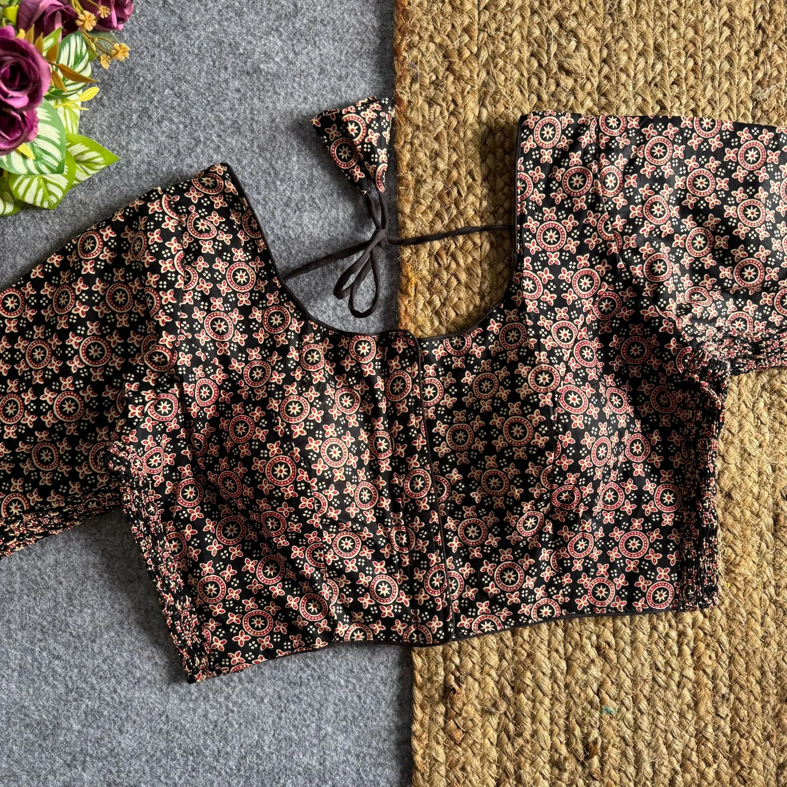 Ajrakprint Elastic Pure Ajrak Cotton Blouse 8