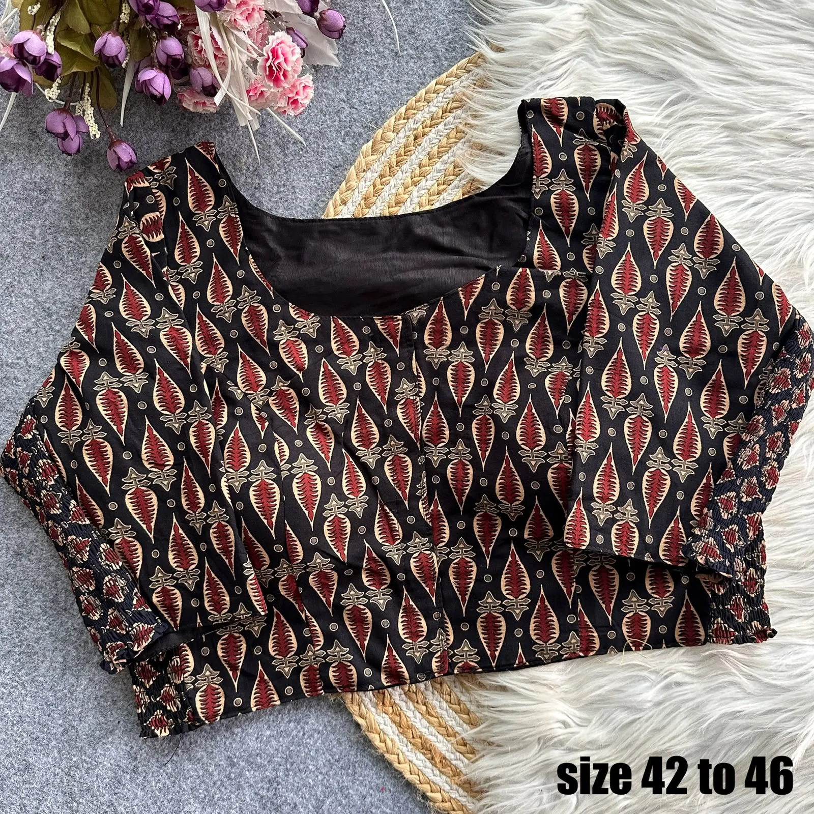 Ajrakprint Elastic Pure Ajrak Cotton Blouse Design 2850 1