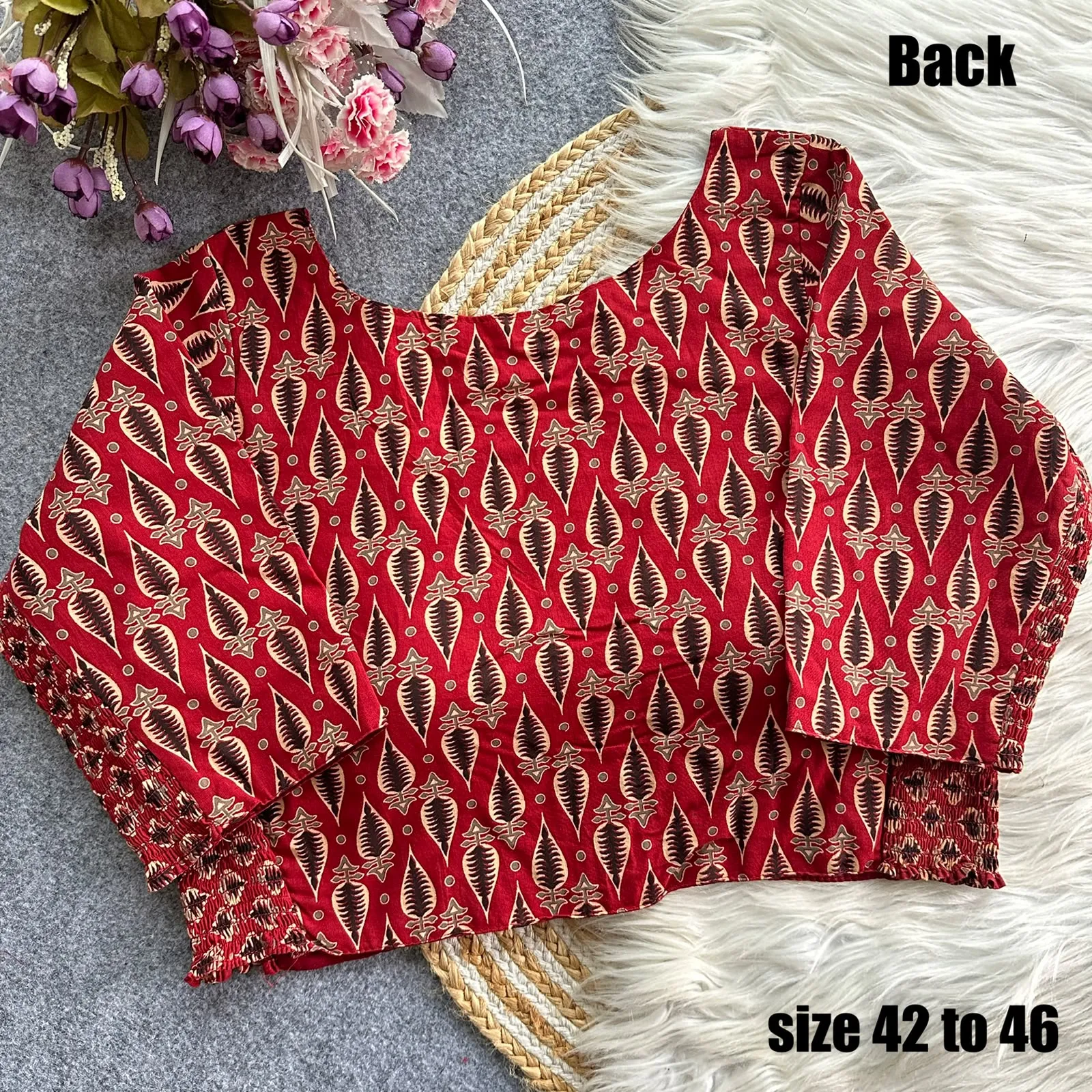 Ajrakprint Elastic Pure Ajrak Cotton Blouse Design 2850 2