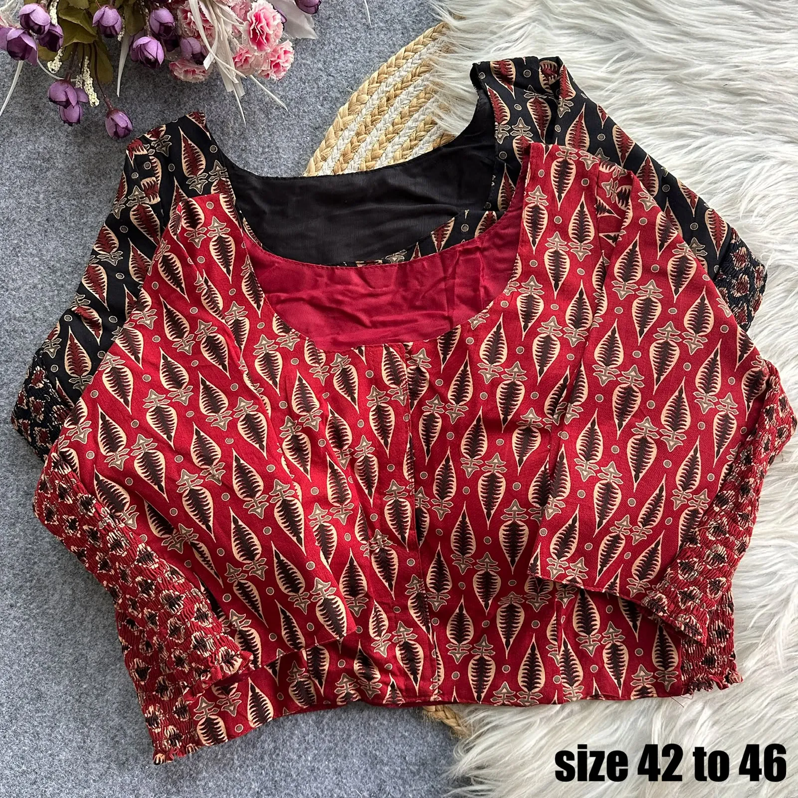 Ajrakprint Elastic Pure Ajrak Cotton Blouse Design 2850 3