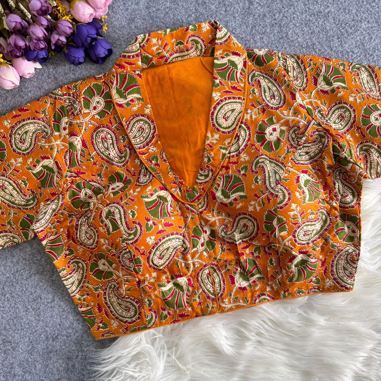 Collar Special Kalamkari Cotton Blouse 2