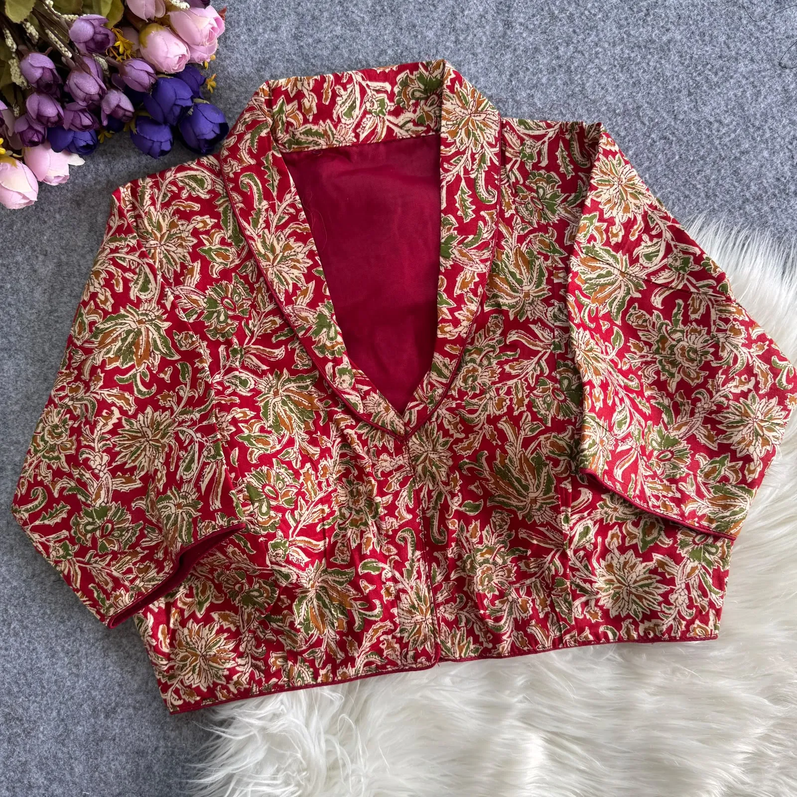 Collar Special Kalamkari Cotton Blouse 5