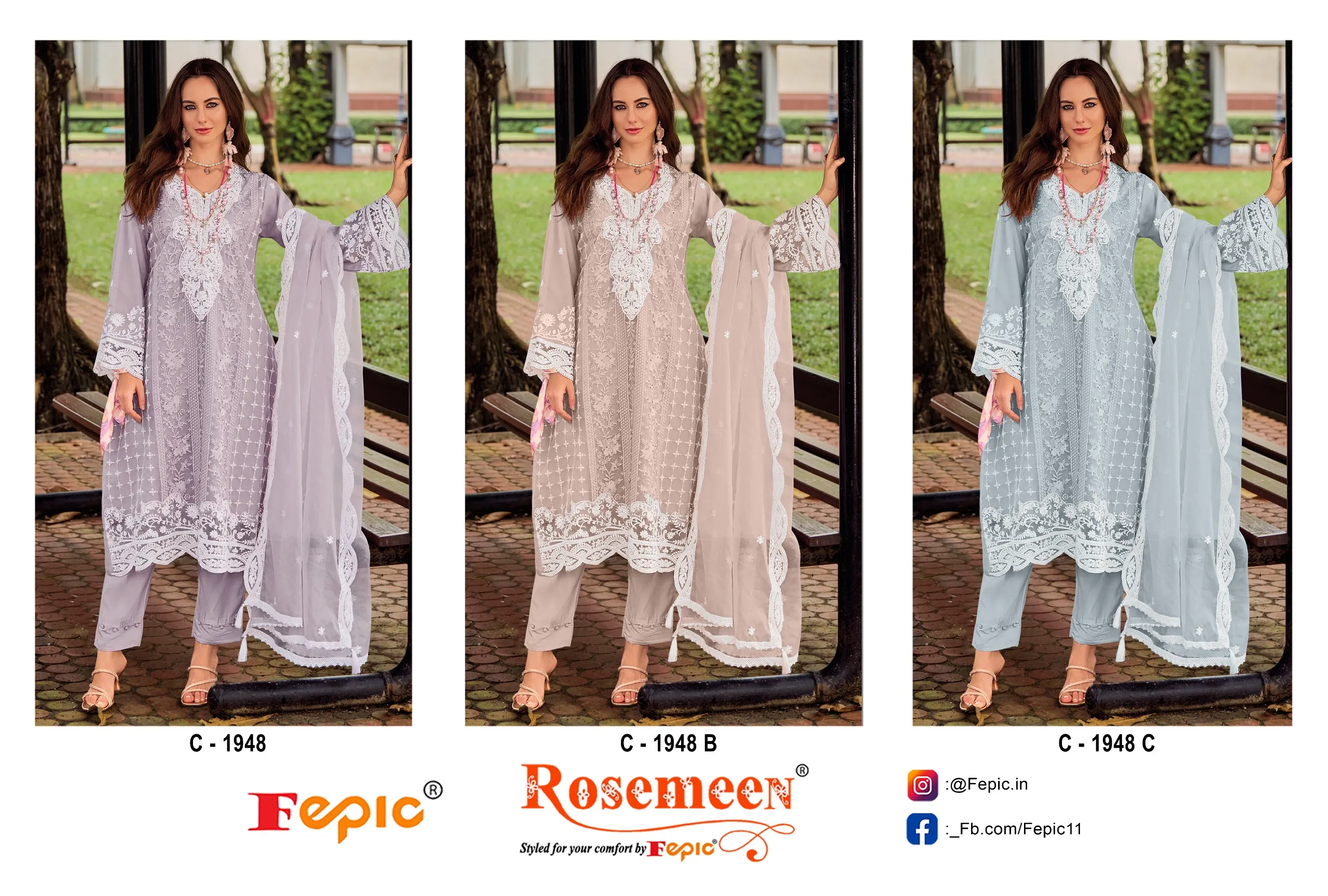 Fepic Rosemeen C 1948 B Organza Pakistani Suits 3