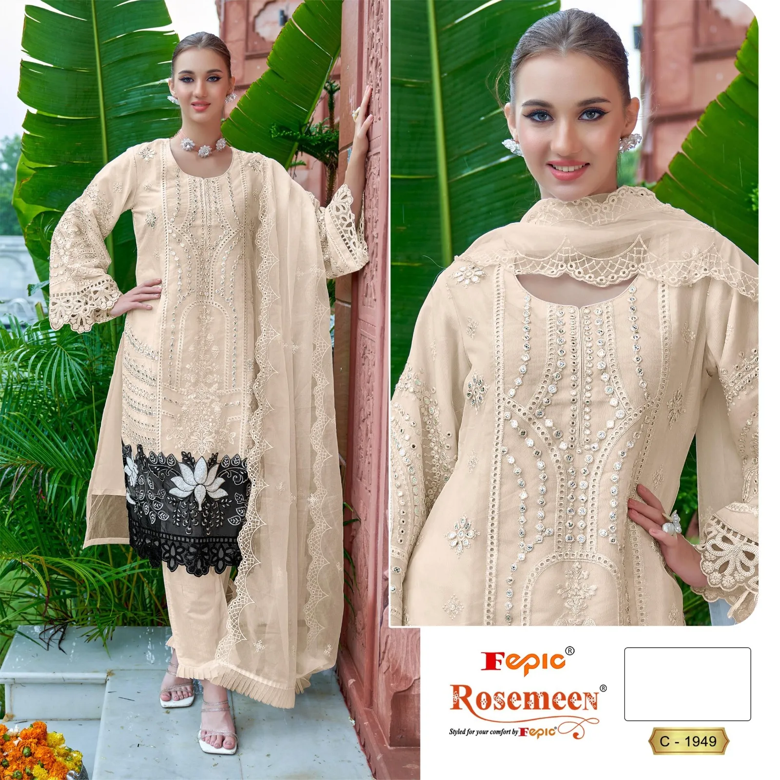 Fepic Rosemeen C 1949 Organza Pakistani Suits