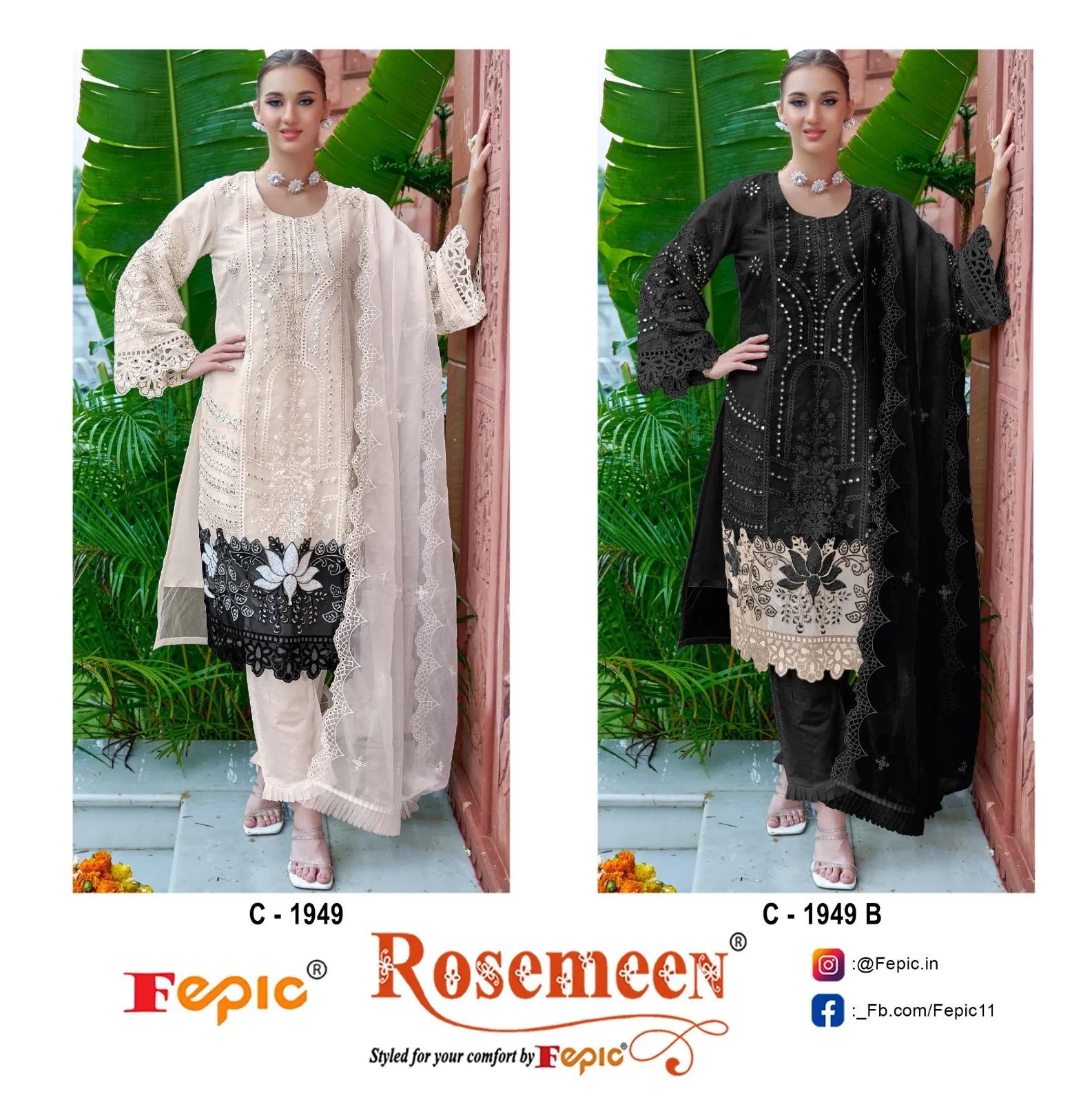 Fepic Rosemeen C 1949 Organza Pakistani Suits 3