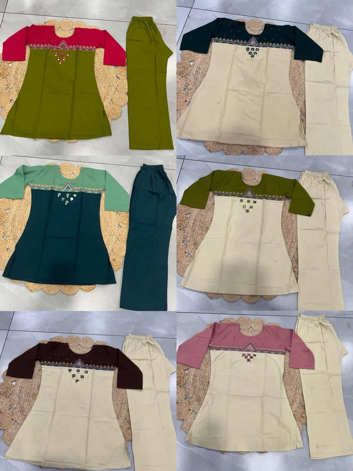 FVD Rajvadi Rust Dhabu Cotton Kurti Pant Set 12
