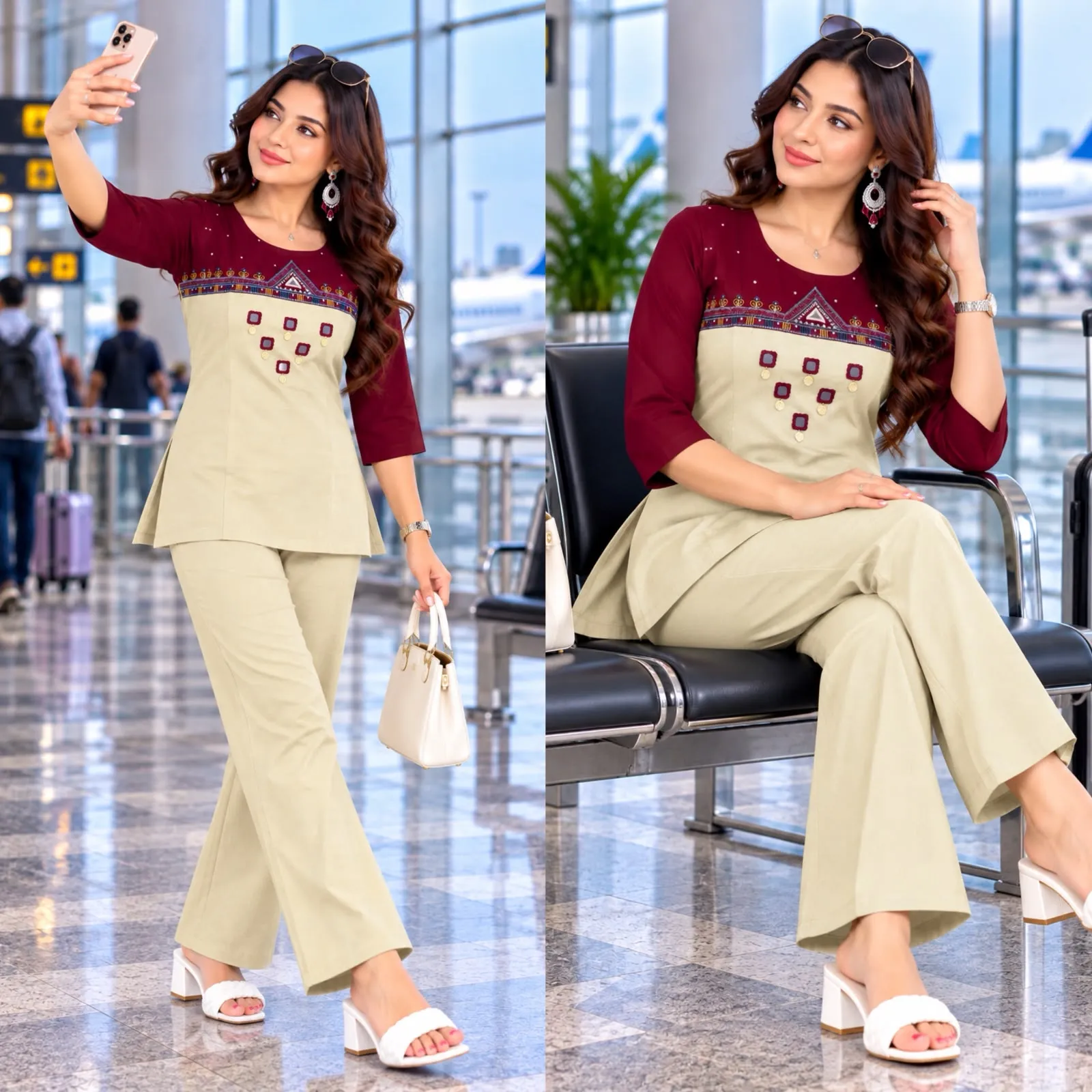 FVD Rajvadi Rust Dhabu Cotton Kurti Pant Set 13