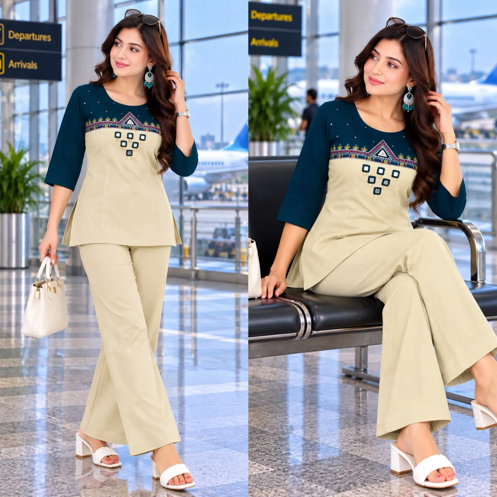 FVD Rajvadi Rust Dhabu Cotton Kurti Pant Set 2