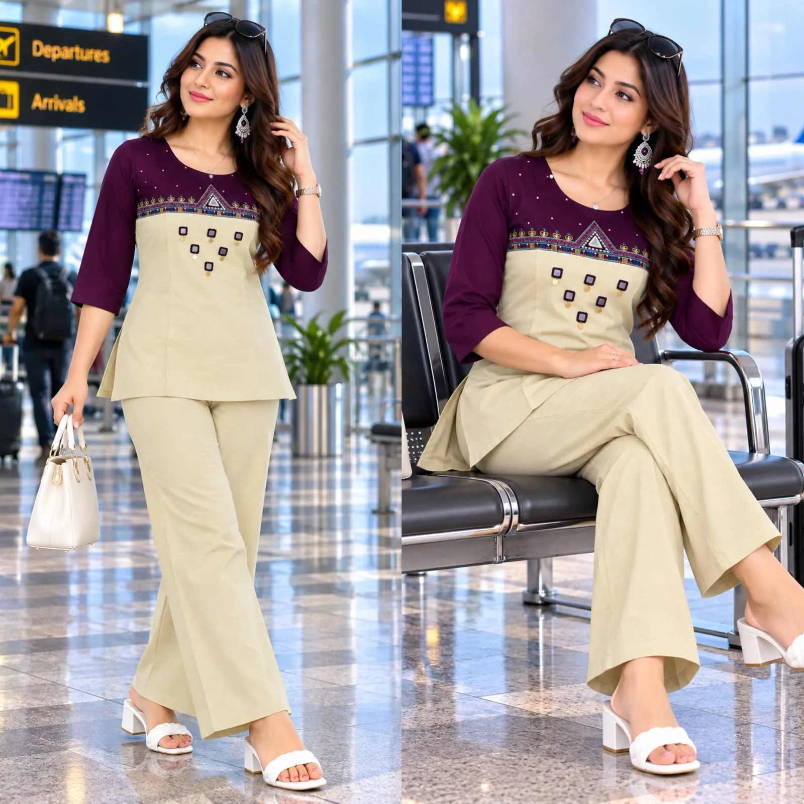 FVD Rajvadi Rust Dhabu Cotton Kurti Pant Set 8