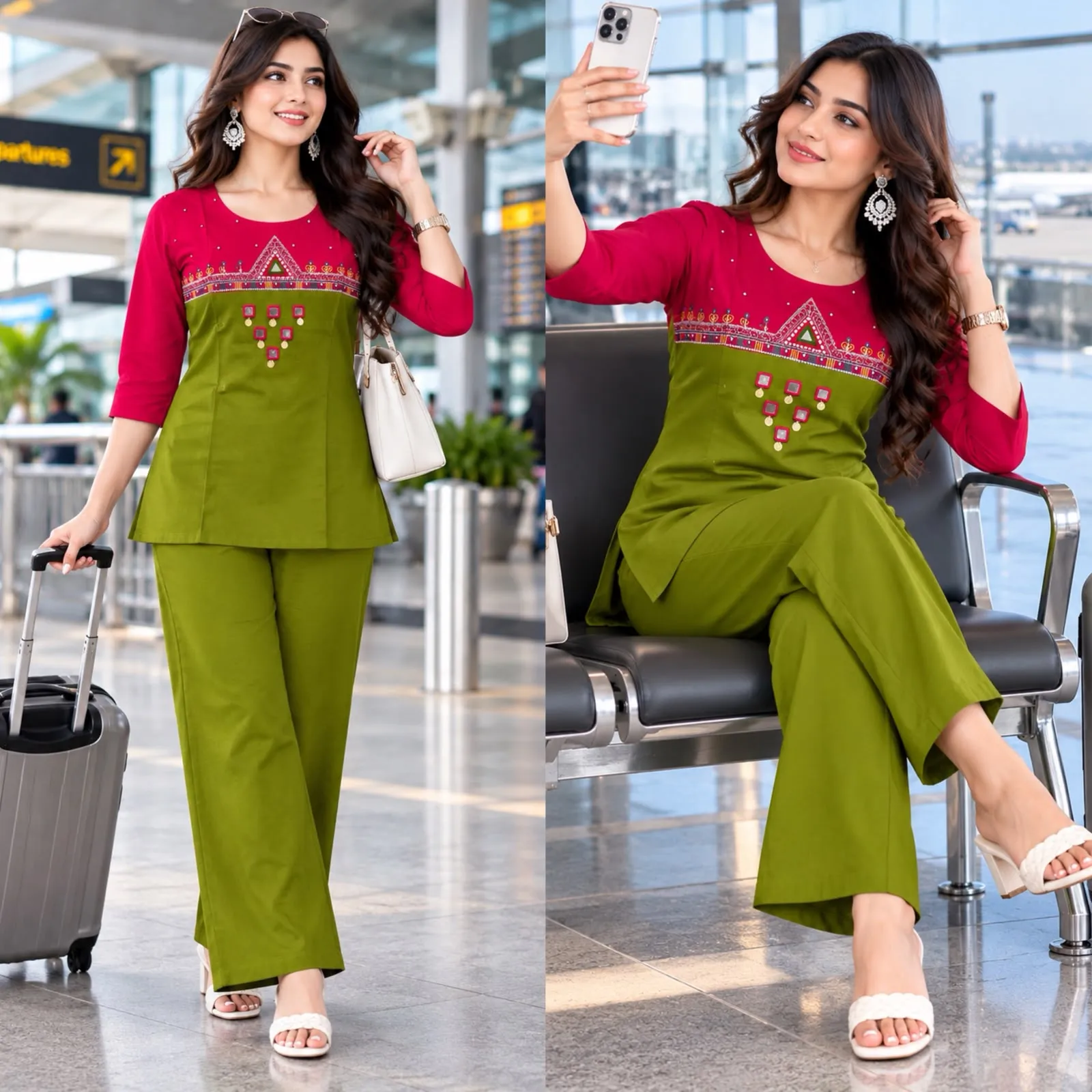 FVD Rajvadi Rust Dhabu Cotton Kurti Pant Set 9