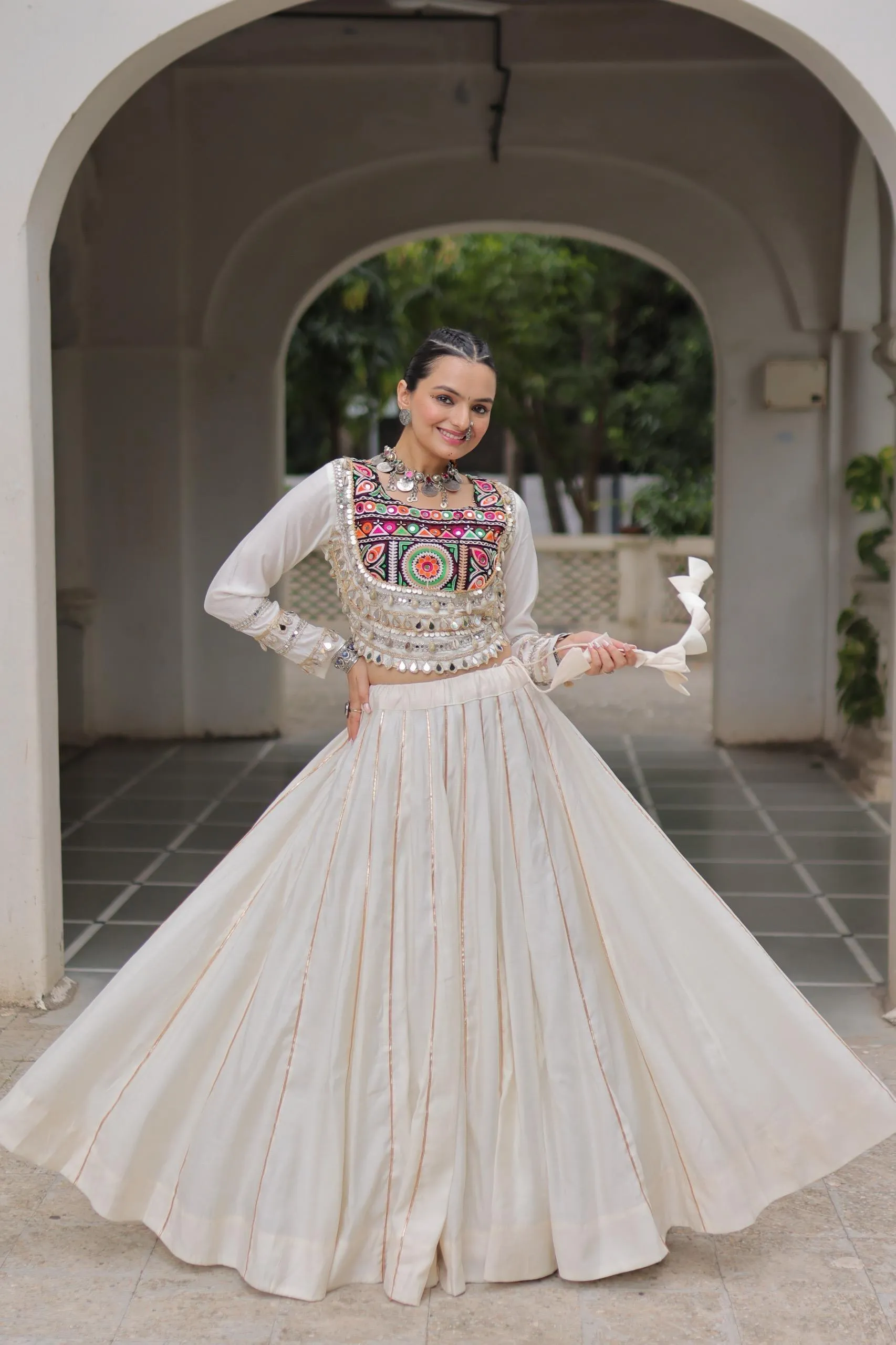 LW 7145 Maroon Roman Fabric Lehenga Choli 4