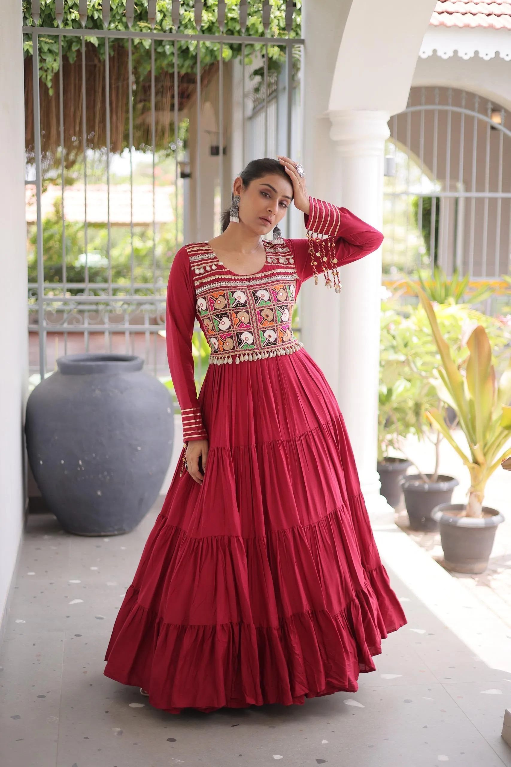 LW 9344 Maroon 14 Kg Reyon Gown Design 2895 4