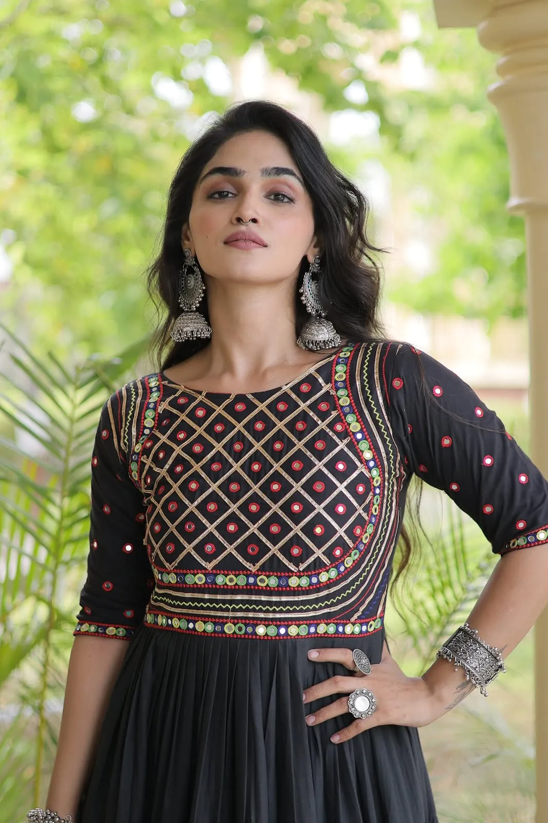 LW 9346 Black Kora Cotton Gown Design 2852 1