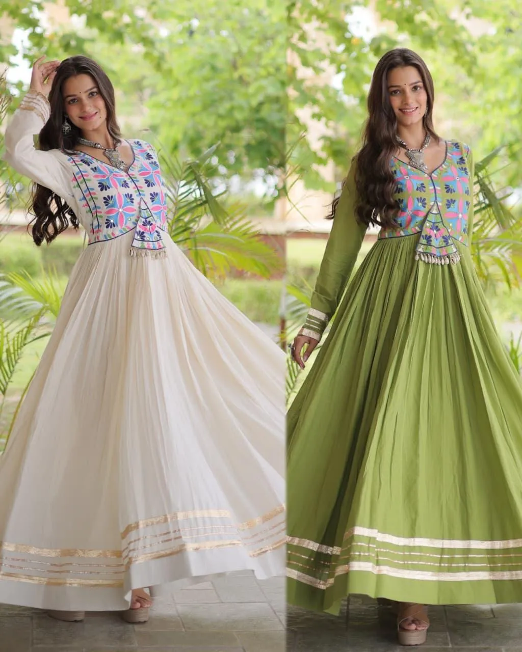 LW 9347 White Kora Cotton Gown Design 3