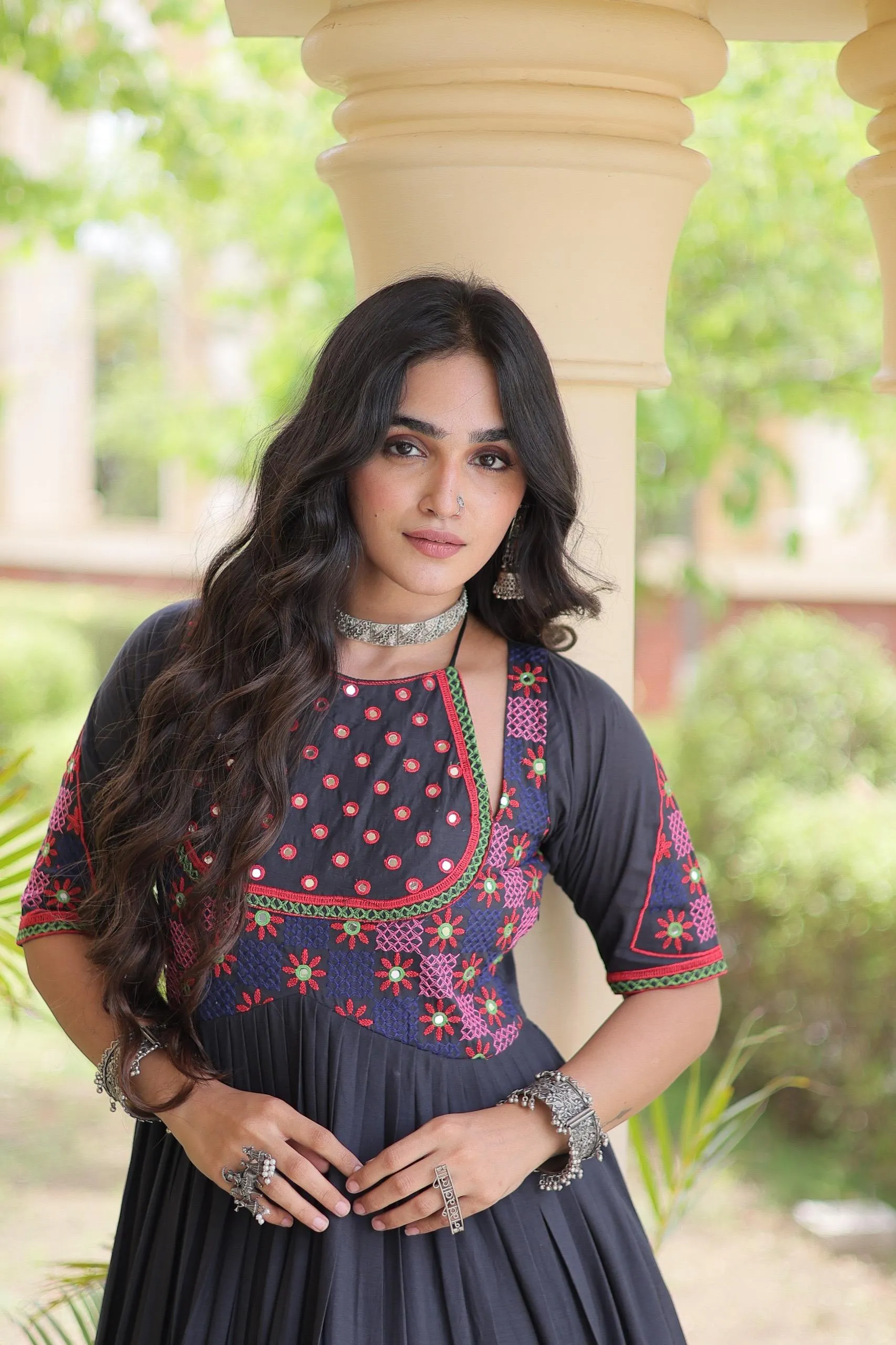 LW 9348 Black Kora Cotton Gown Design 1