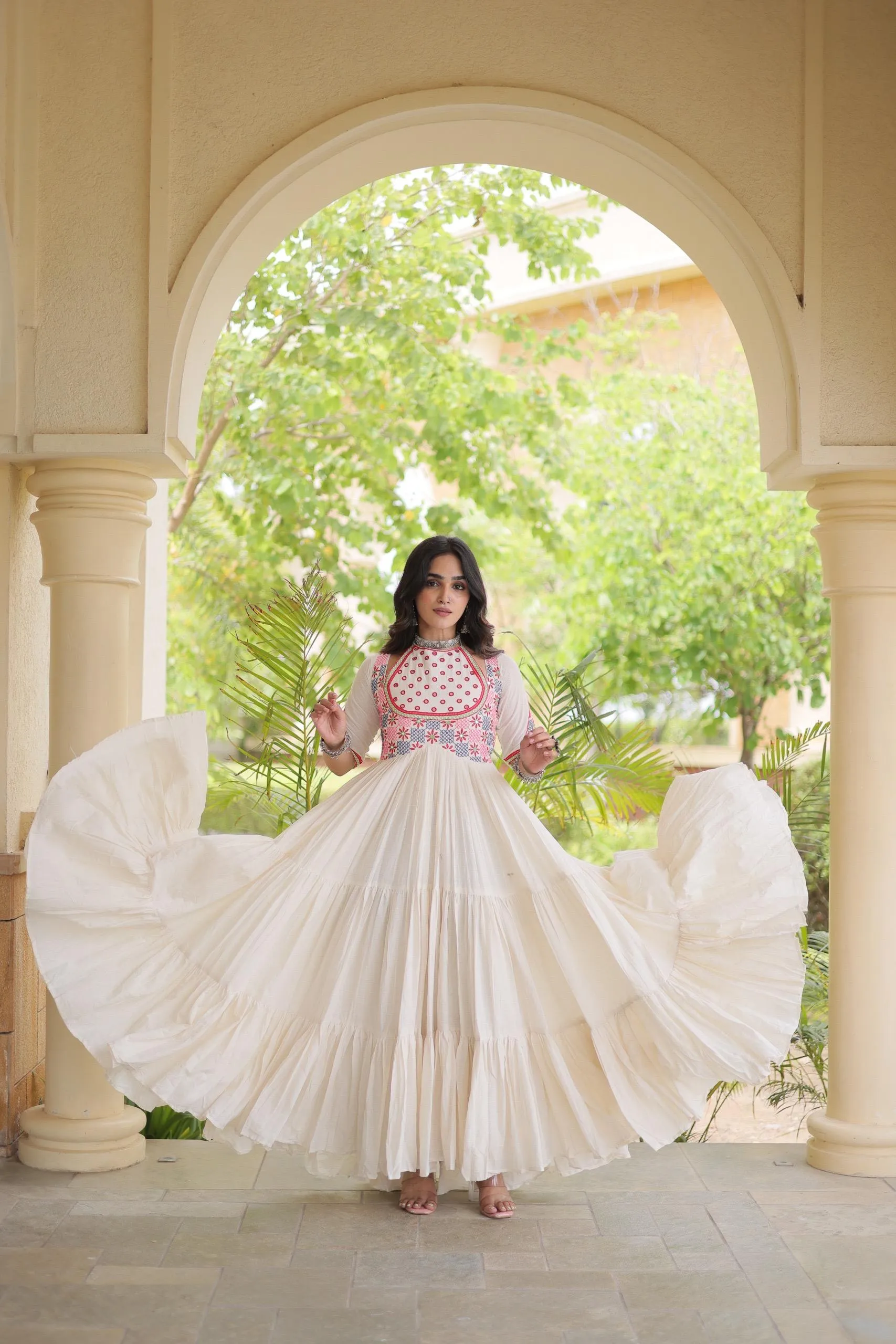 LW 9348 Black Kora Cotton Gown Design 4