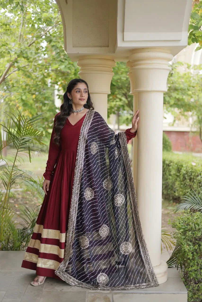 LW 9353 Maroon Reyon Gown 5