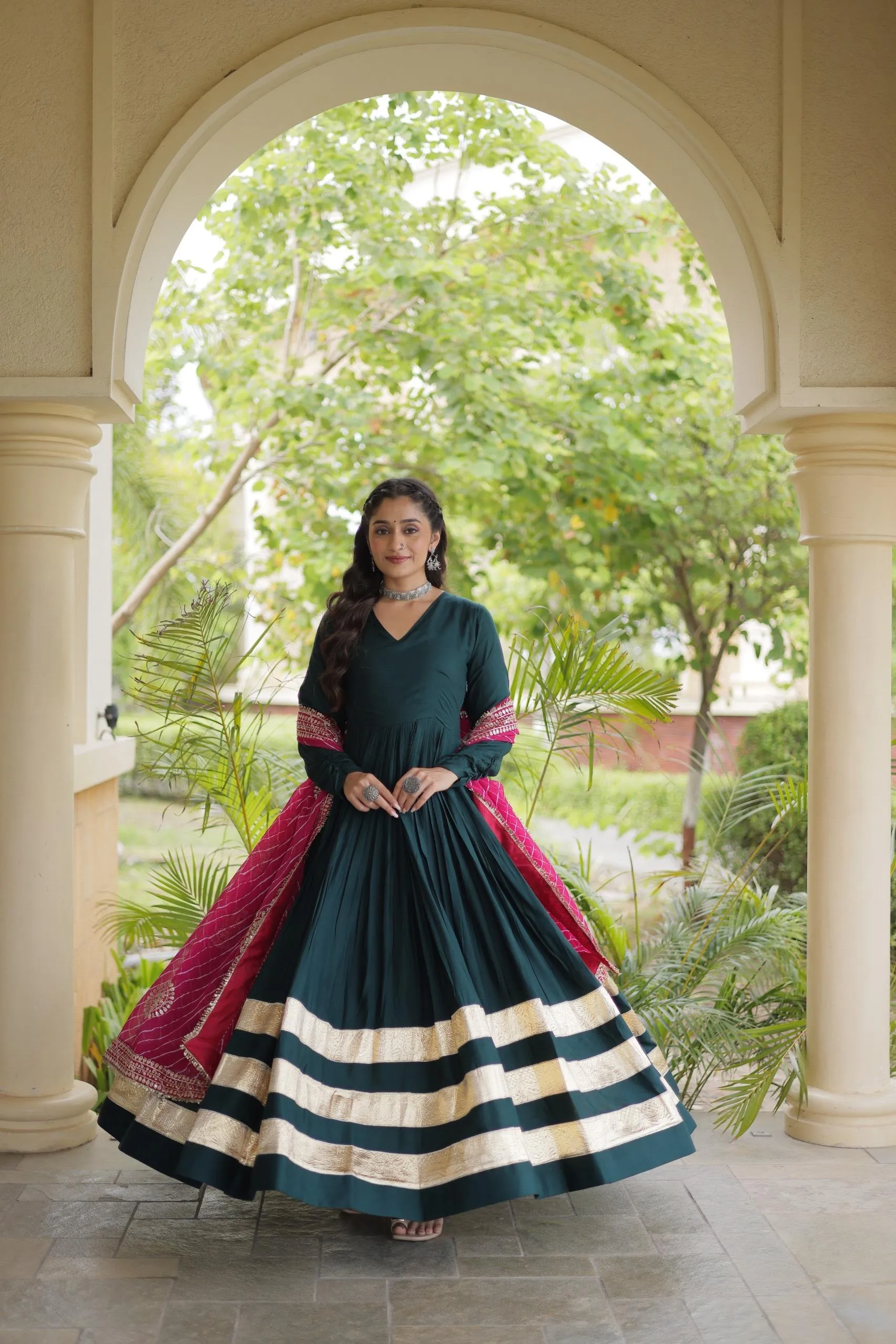 LW 9353 Maroon Reyon Gown Design 2872 5