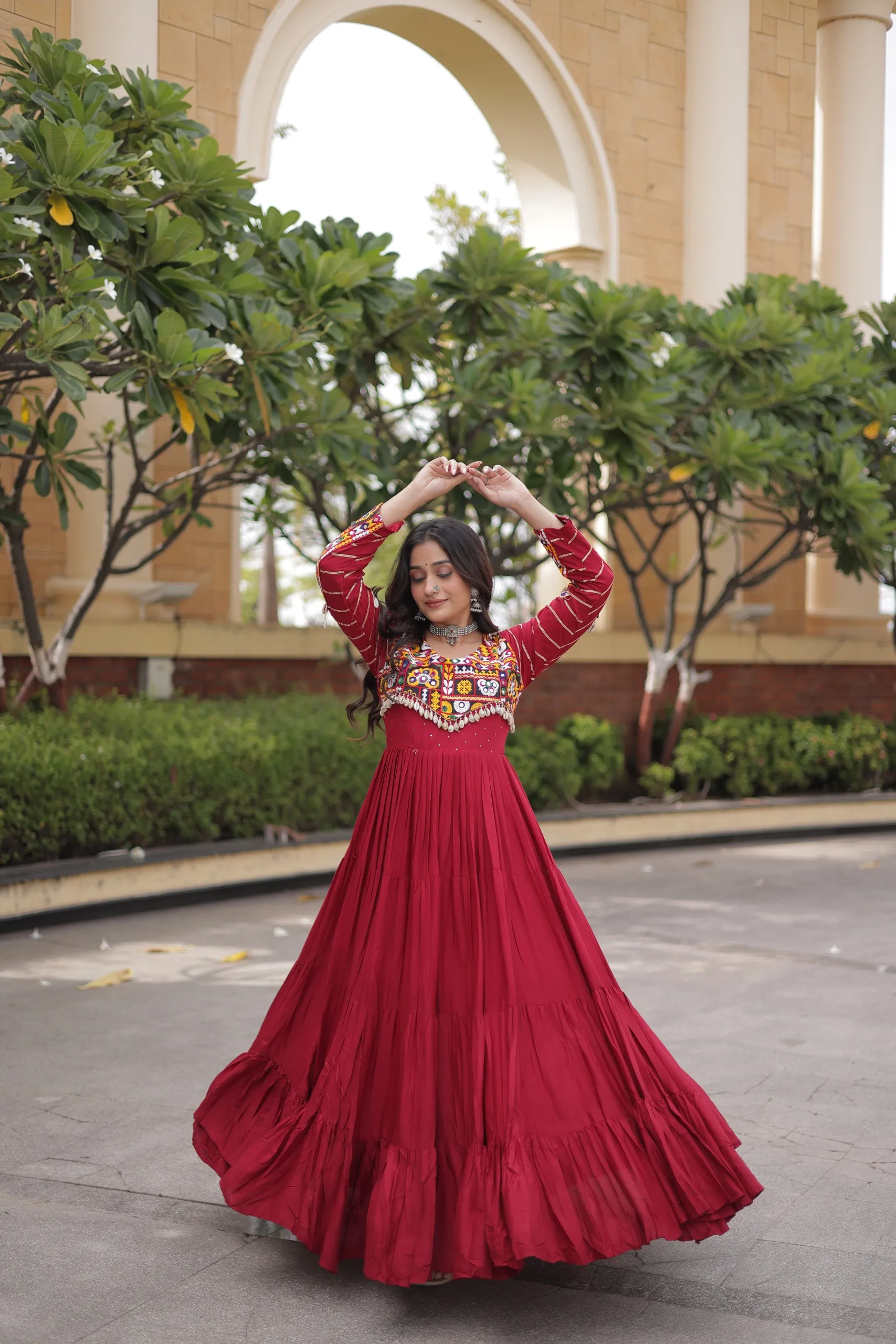 LW 9355 Maroon Reyon Gown 4