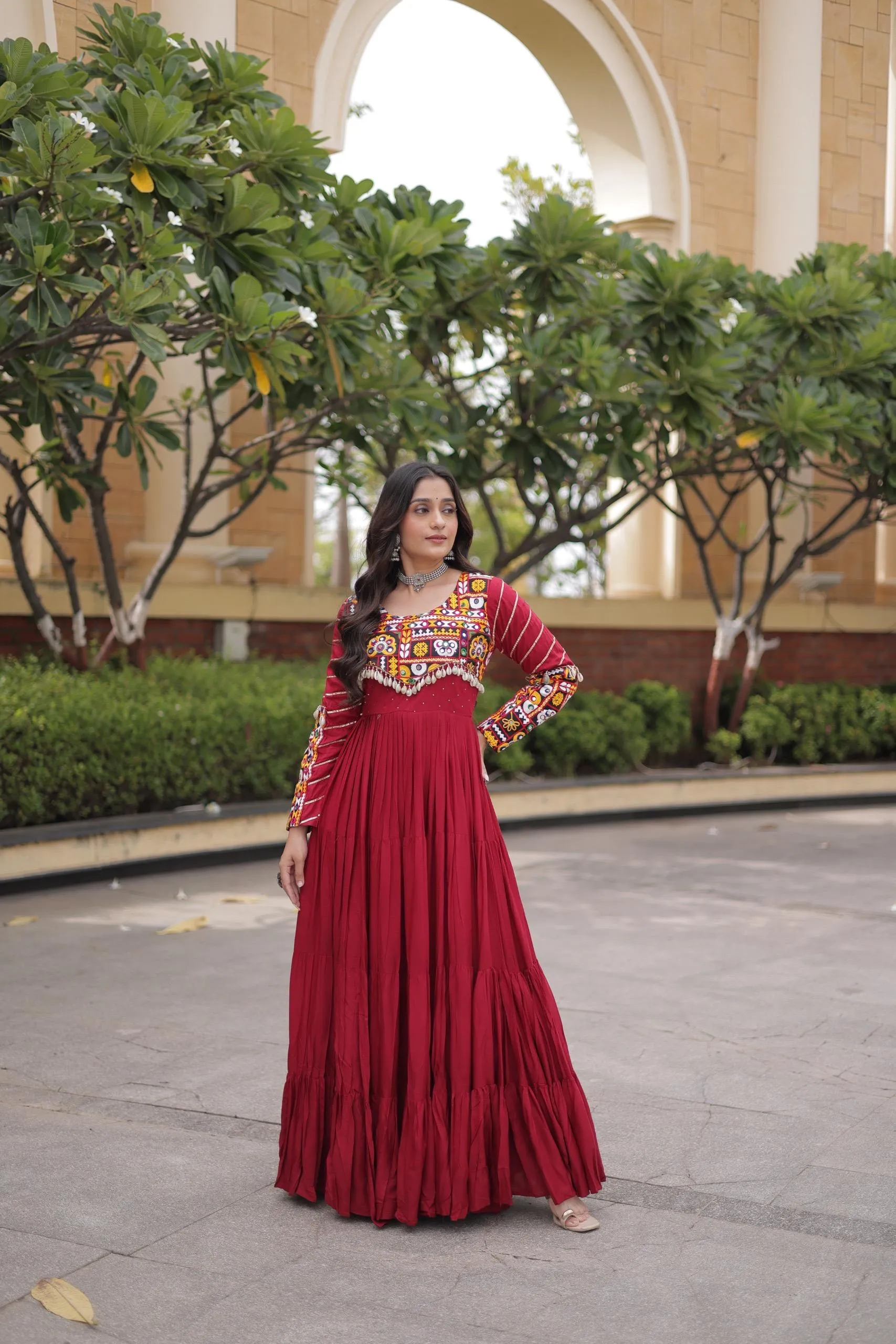 LW 9355 Maroon Reyon Gown Design 2896 2