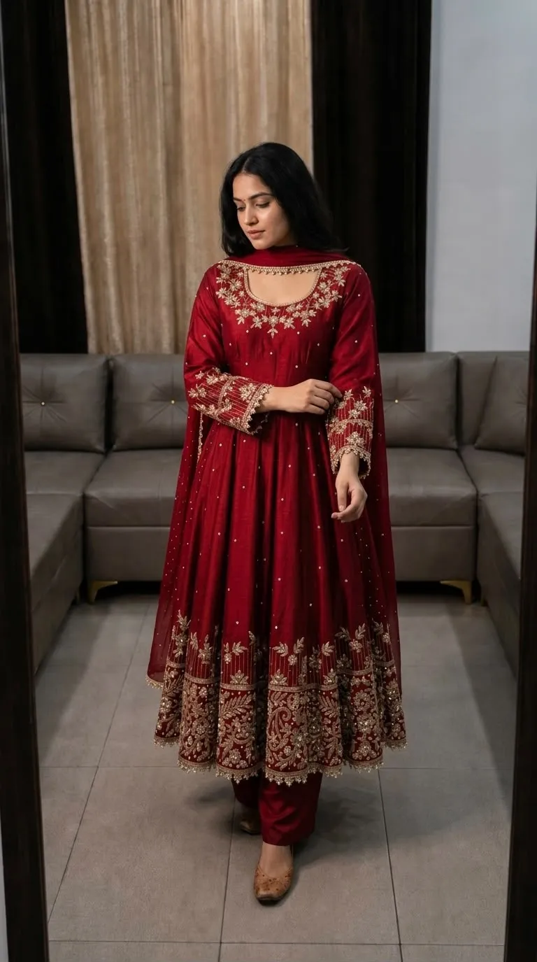 SR 1719 Faux Georgette Readymade Dress 3
